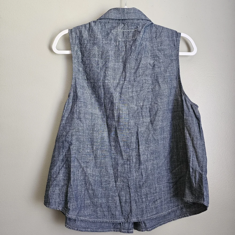 Rag & Bone - Chambray Sleeveless Button-Up Blouse Denim Size Medium - Picture 5 of 5
